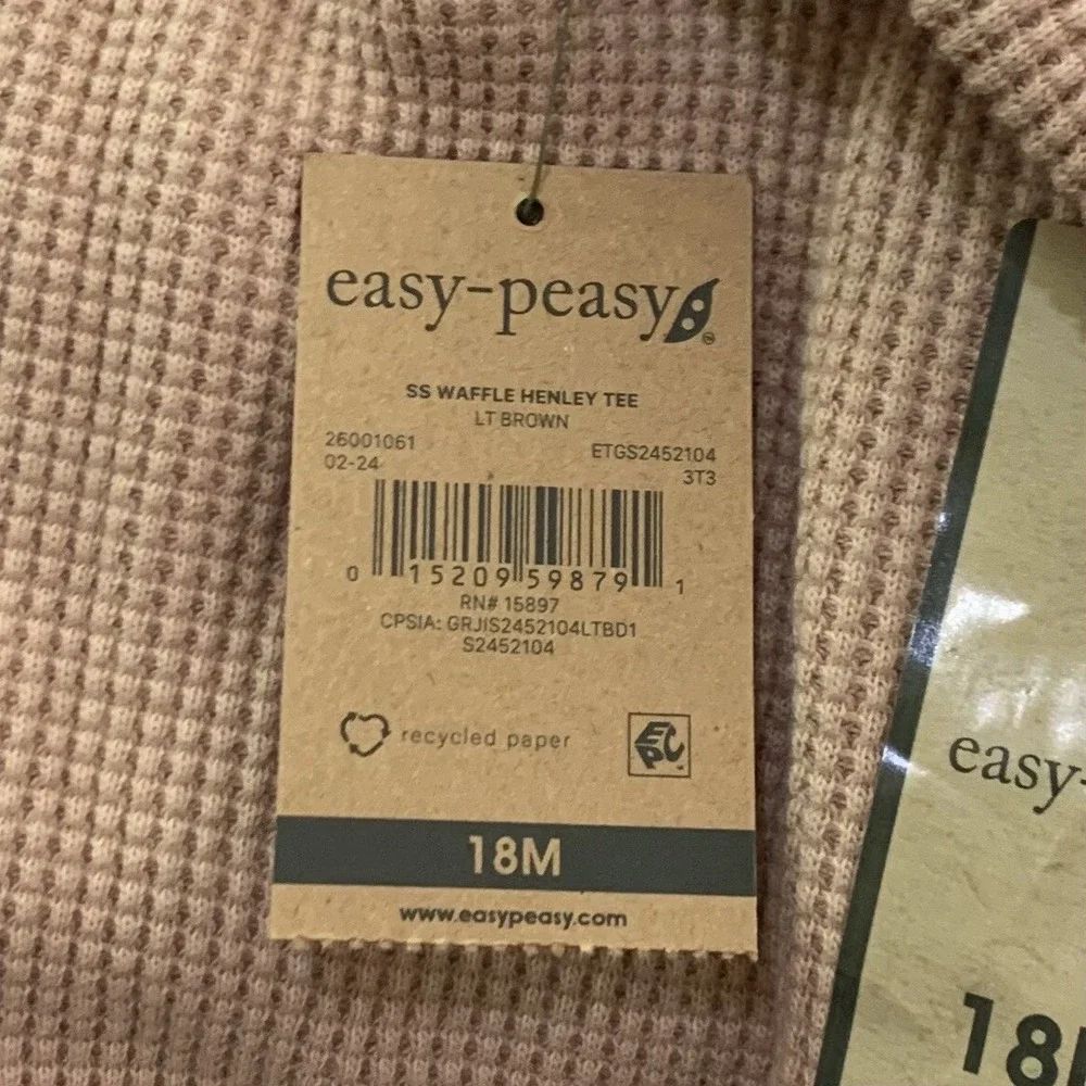 easy-peasy Toddler Girl Short Sleeve Waffle Tee 18 Months New Tuscany Organic